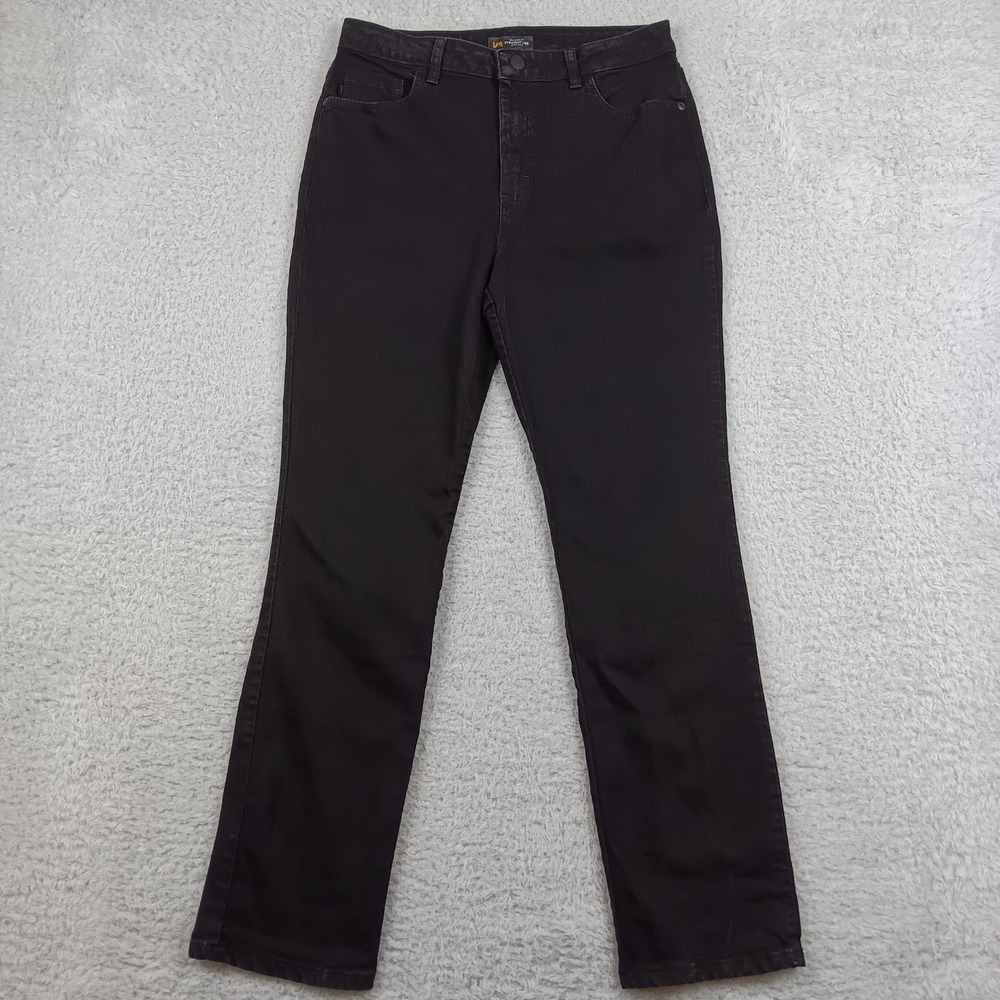 Lee Jean Instantly Slims Womens 10 Medium Black Relaxed Straight High 103403601
